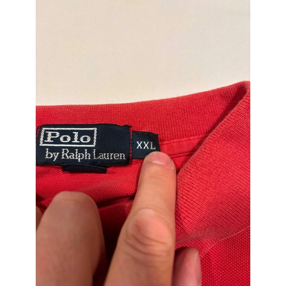 Polo Ralph Lauren Mens XXL Red Short Sleeve Pique Polo Shirt Navy Pony Logo